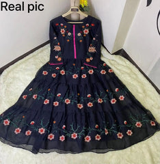1 Pc Women's Stitched Chiffon Embroidered Maxi