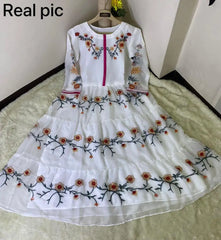 1 Pc Women's Stitched Chiffon Embroidered Maxi