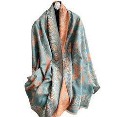 Women Jacquard Cashmere Scarf Winter Warm Fringed Shawl