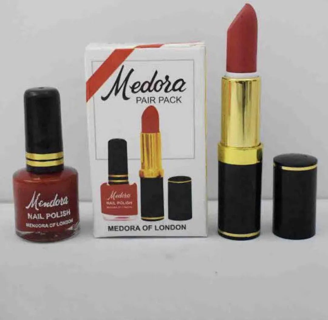 Medora 2 in 1 Lipstick & Nail Polish Set Maroon Red