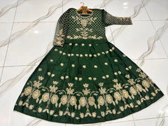 2 Pcs Women's Stitched Shamoz Silk Embroidered Maxi Suit