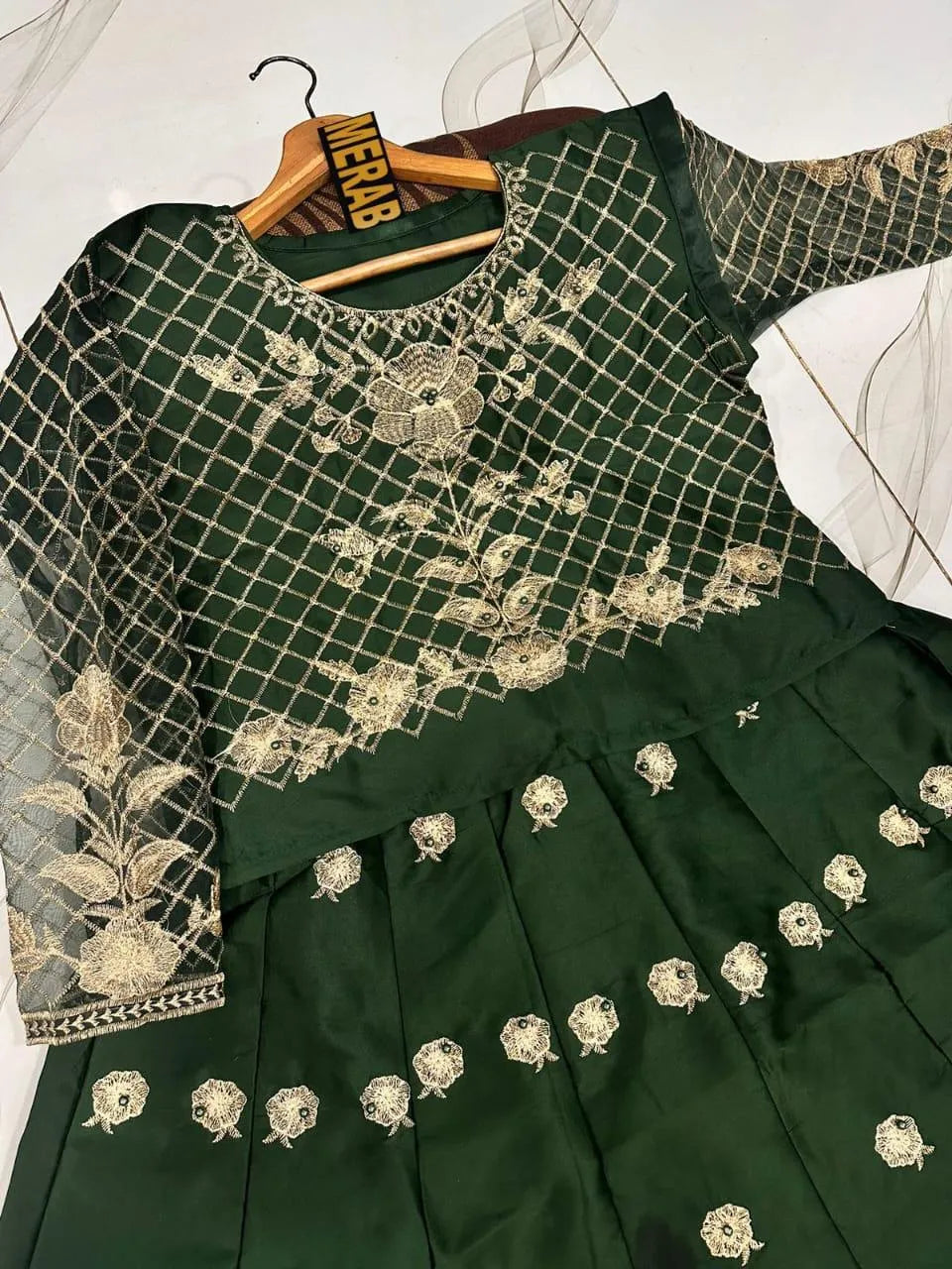2 Pcs Women's Stitched Shamoz Silk Embroidered Maxi Suit