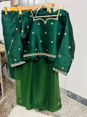 2 Pcs Women’s Chiffon Embroidered Stitched Saree