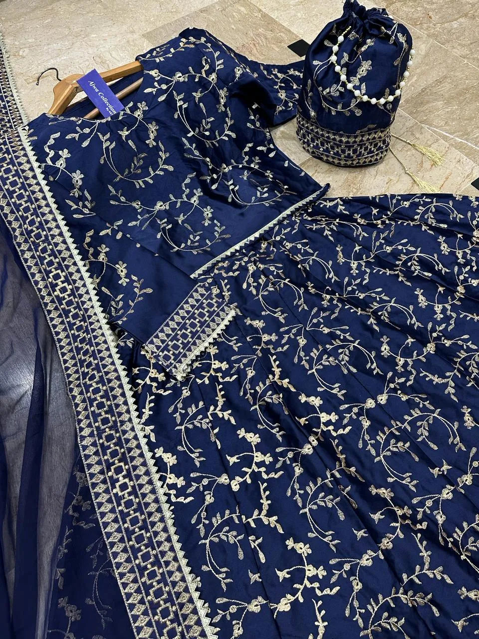3 Pcs Women's Stitched Shamoz Silk Embroidered Maxi Suit
