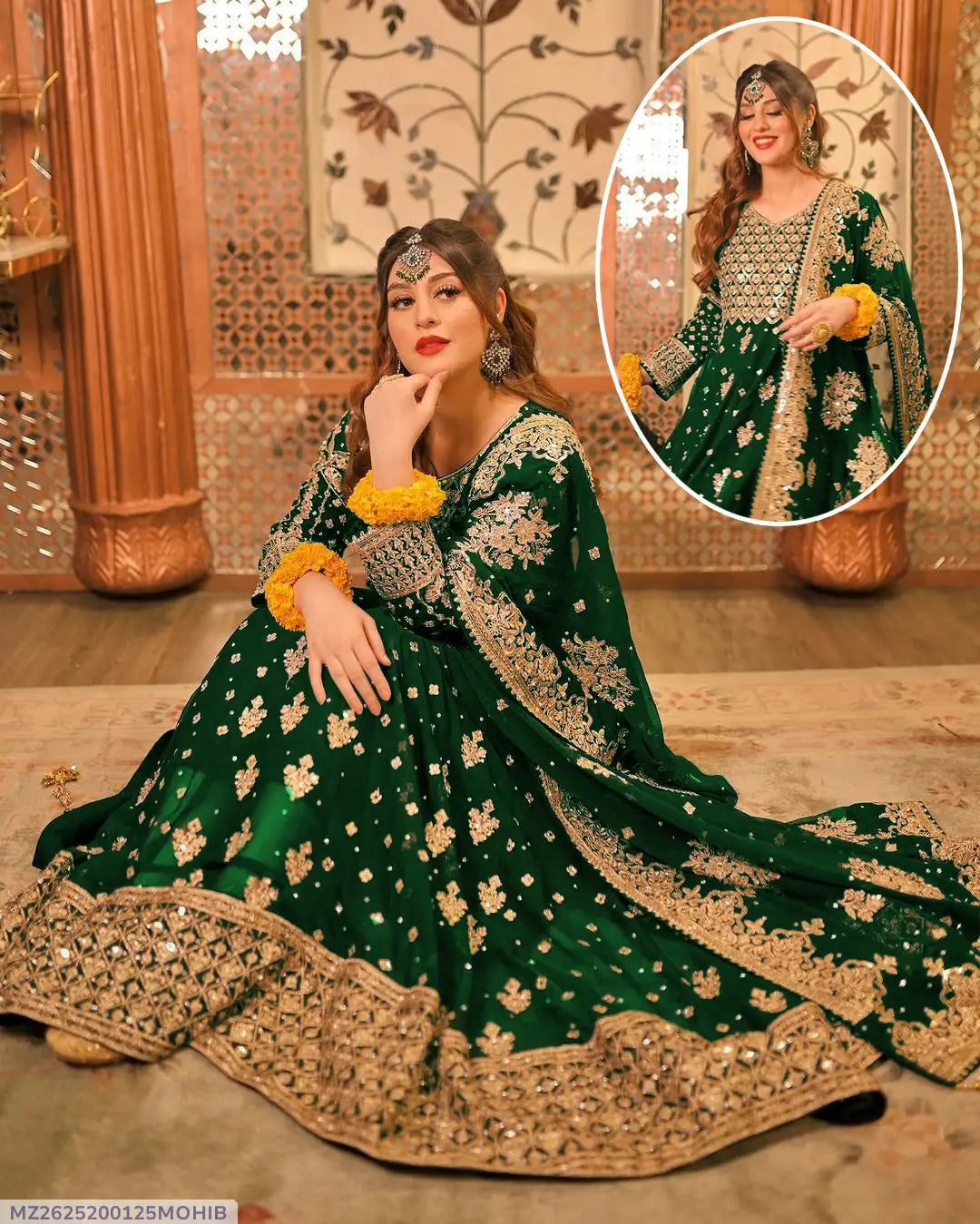 3 Pcs Women's Stitched Chiffon Embroidered Maxi Suit
