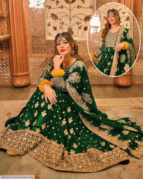 3 Pcs Women's Stitched Chiffon Embroidered Maxi Suit