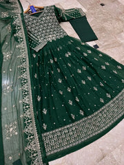 3 Pcs Women's Stitched Chiffon Embroidered Maxi Suit