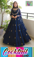 Chiffon Embroidered Maxi Set Blue 3 Piece Set