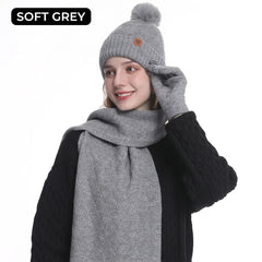 3-Piece Winter Fleece Set For Women / Beanie Cap, Scarf & Gloves / Warm, Soft & Stylish