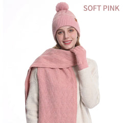 3-Piece Winter Fleece Set For Women / Beanie Cap, Scarf & Gloves / Warm, Soft & Stylish