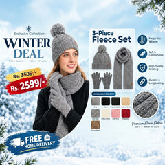 3-Piece Winter Fleece Set For Women / Beanie Cap, Scarf & Gloves / Warm, Soft & Stylish