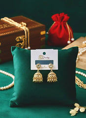 Jhumkas Earrings Gold Plated Crystal Wedding Party Wear