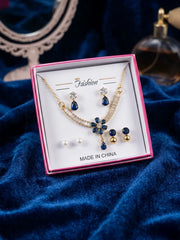Funky Gold Plated Crystal Necklace Set