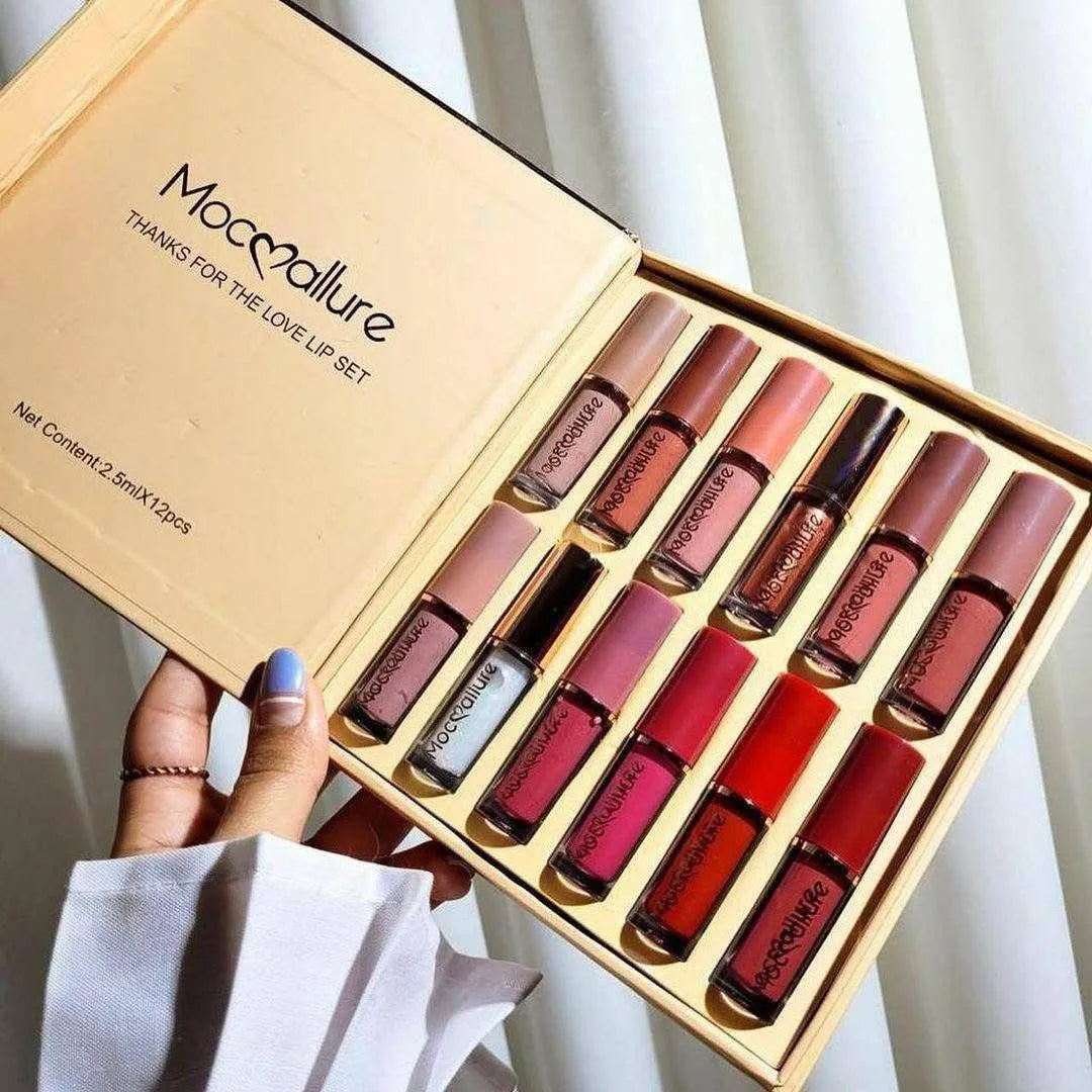 Mocallure Velvet Glossy Lip Gloss Set 12 Shades
