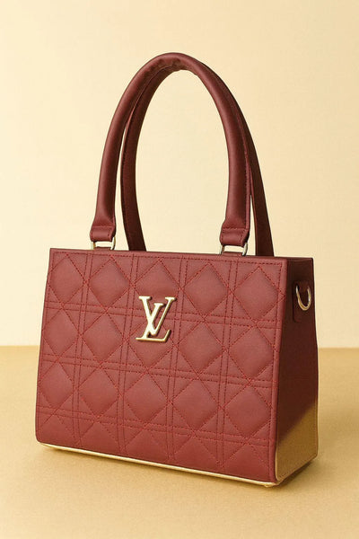 Maroon Quilted PU Shoulder Bag for Girls