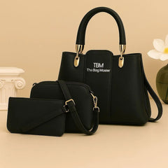 TBM 3-Piece Brown Rexine Handbag Set for Women