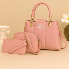 TBM 3-Piece Brown Rexine Handbag Set for Women