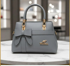 Stylish Blue Leather Handbag for Girls with Top Handle