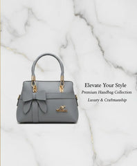 Stylish Blue Leather Handbag for Girls with Top Handle