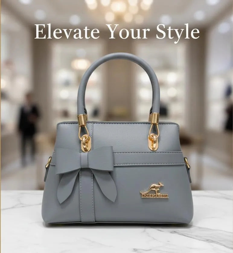 Stylish Blue Leather Handbag for Girls with Top Handle