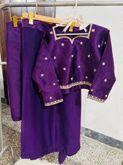 2 Pcs Women’s Chiffon Embroidered Stitched Saree