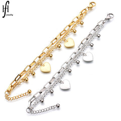Silver Heart Charm Bracelet for Women