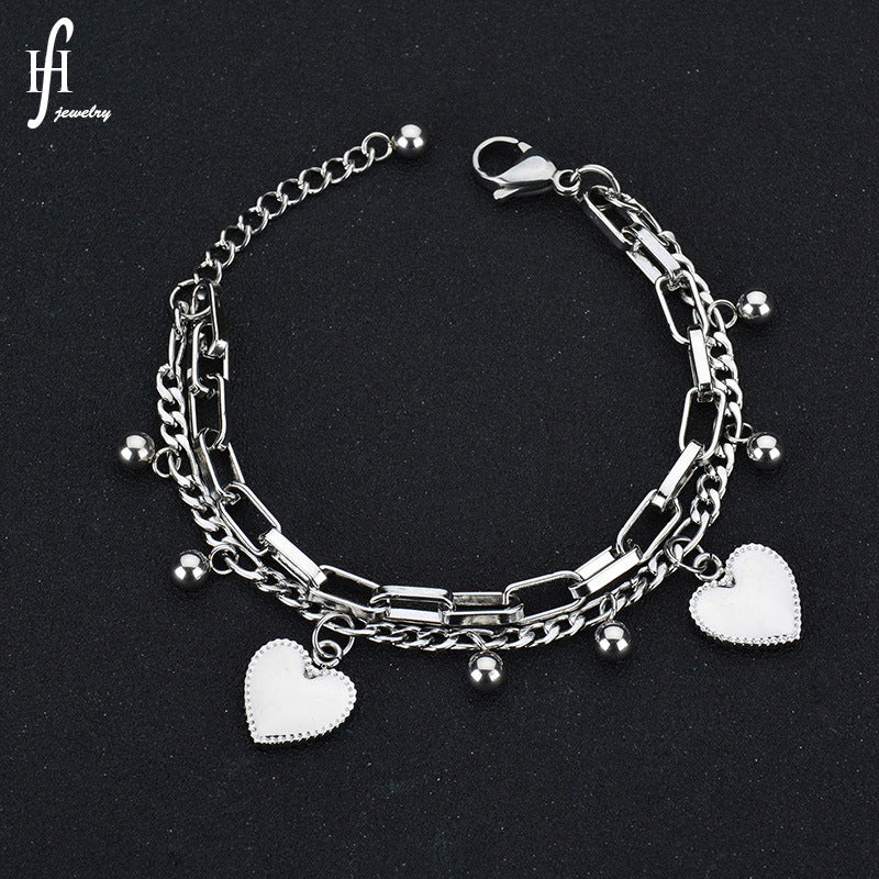 Silver Heart Charm Bracelet for Women
