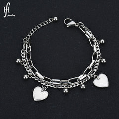 Silver Heart Charm Bracelet for Women