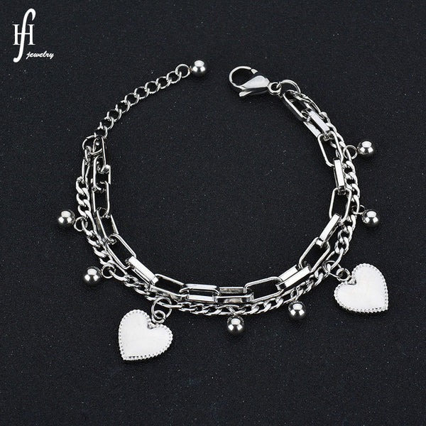 Silver Heart Charm Bracelet for Women