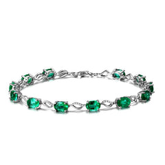 Emerald Bracelet Silver Plated Green Stones Daily Wear