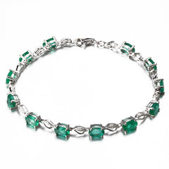 Emerald Bracelet Silver Plated Green Stones Daily Wear