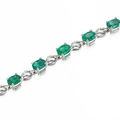 Emerald Bracelet Silver Plated Green Stones Daily Wear