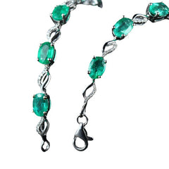 Emerald Bracelet Silver Plated Green Stones Daily Wear