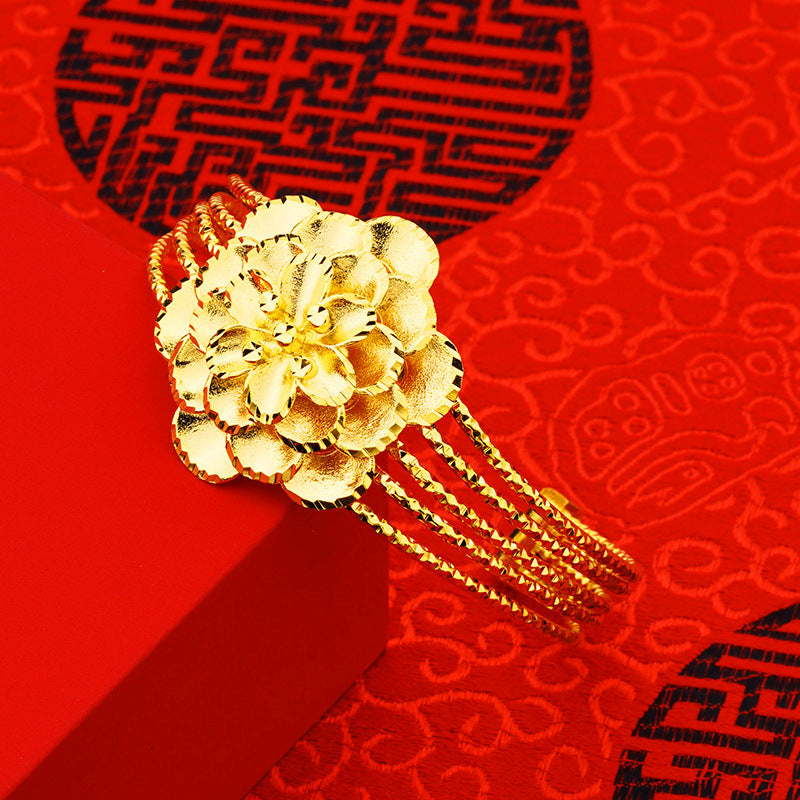 Gold Plated Petal Bracelet for Women Wedding Party Wear