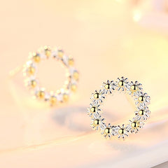 Sunflower Earrings Silver Plated Yellow Center