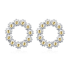 Sunflower Earrings Silver Plated Yellow Center