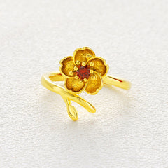 Women Gold-Plated Daisy Jewelry Set Necklace Ring Earrings