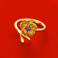 Women Gold-Plated Daisy Jewelry Set Necklace Ring Earrings