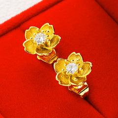 Women Gold-Plated Daisy Jewelry Set Necklace Ring Earrings