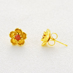 Women Gold-Plated Daisy Jewelry Set Necklace Ring Earrings