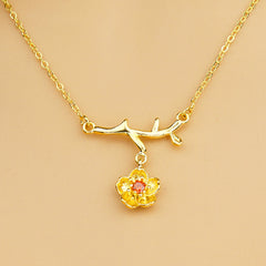 Women Gold-Plated Daisy Jewelry Set Necklace Ring Earrings
