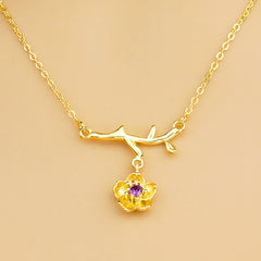 Women Gold-Plated Daisy Jewelry Set Necklace Ring Earrings