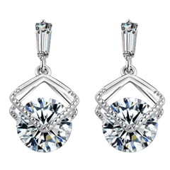 Korean Style Zircon Earrings White Gold Non Allergic