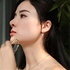 Korean Style Zircon Earrings White Gold Non Allergic