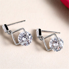Korean Style Zircon Earrings White Gold Non Allergic