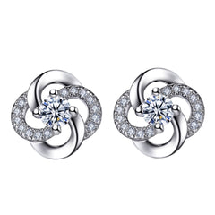 Rotating Love Zircon Earrings White Gold Plated