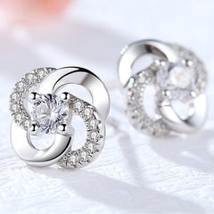 Rotating Love Zircon Earrings White Gold Plated