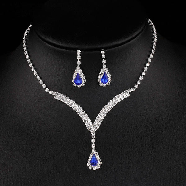 Diamond Water Drop Necklace & Earrings Set for Pakistani Women