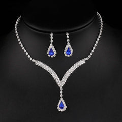 Diamond Water Drop Necklace & Earrings Set for Pakistani Women