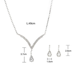 Diamond Water Drop Necklace & Earrings Set for Pakistani Women